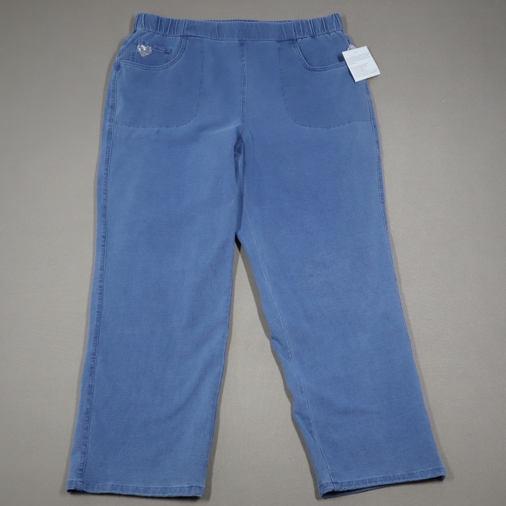 Dream Jeannes by Quacker Factory  Rhinestone Pocket Jeans with Elastic Waist - L
